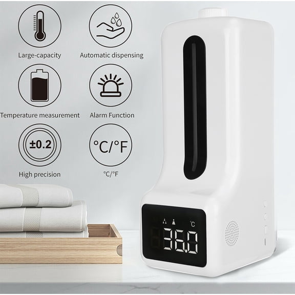 TINGXIN Wall Mounted Infrared Soap Dispenser, Wall Mounted Infrared 2 in 1 Soap Dispenser with Temperature Sensor 10Ml Sensor Dispenser 10Ml, 2 in 1 Dispenser with Temperature AS shown