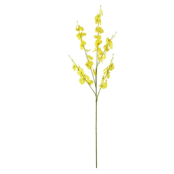 TINGXIN Yellow Dancing Orchid Artificial Flower for Diy Indoor Outdoor Wedding - Five-Forked Silk Flower, Home Kitchen Decoration, 1Pcs