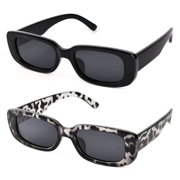 TINHAO 2 Pairs Sunglasses for Women Men Trendy Retro Rectangle Sunglasses with Polarized UV 400 Protection Party Sunglasses