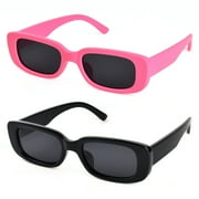 TINHAO 2 Pairs Sunglasses for Women Men Trendy Retro Rectangle Sunglasses with Polarized UV 400 Protection Party Sunglasses