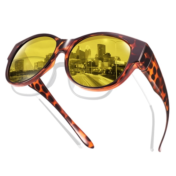 TINHAO Night Driving Glasses Fit Over Prescription Glasses Anti Glare Night Vision Glasses for Men Women
