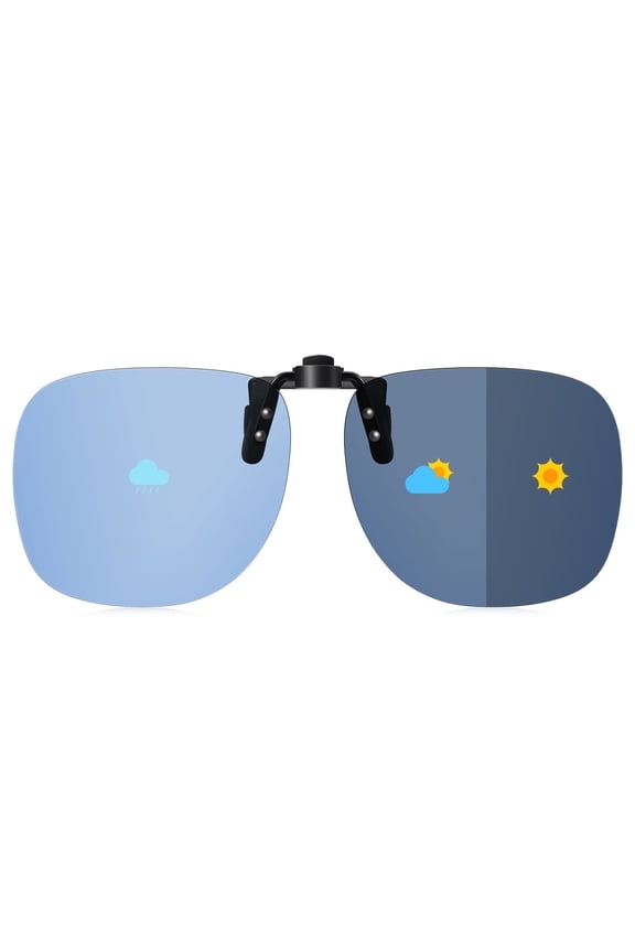 Clip On Sunglasses Polarized Photochromic Over Prescription Glasses, UV400 Protection Flip Up Lens for Men Women, Day Night Driving Anti Glare, 4 Colors Available, Lightweight