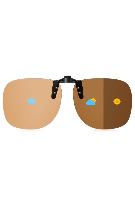 Clip On Sunglasses Polarized Photochromic Over Prescription Glasses, UV400 Protection Flip Up Lens for Men Women, Day Night Driving Anti Glare, 4 Colors Available, Lightweight