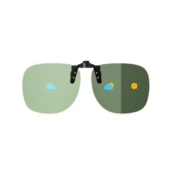 TINHAO Clip On Sunglasses Polarized Photochromic Over Prescription Glasses, UV400 Protection Flip Up Lens for Men Women, Day Night Driving Anti Glare, 4 Colors Available, Lightweight