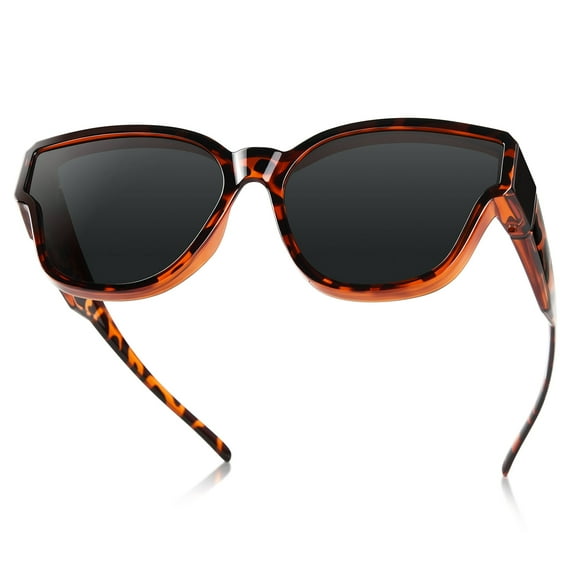 TINHAO Fit Over Glasses Sunglasses For Women Trendy Cat Eye Polarized Go Over Glass Sunglasses UV400 Protection