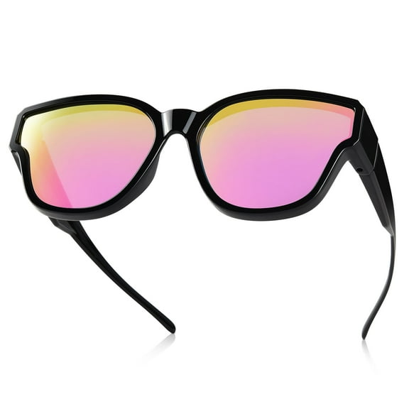 TINHAO Fit Over Glasses Sunglasses For Women Trendy Cat Eye Polarized Go Over Glass Sunglasses UV400 Protection