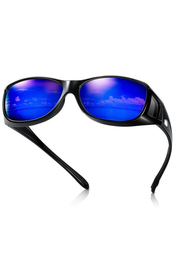 Fit Over Glasses Sunglasses Wrap Around Polarized Sunglasses for Men Women with UV400 Protection for Driving