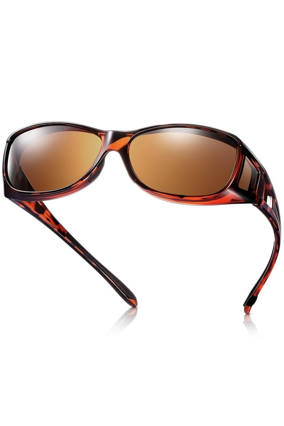 Fit Over Glasses Sunglasses Wrap Around Polarized Sunglasses for Men Women with UV400 Protection for Driving