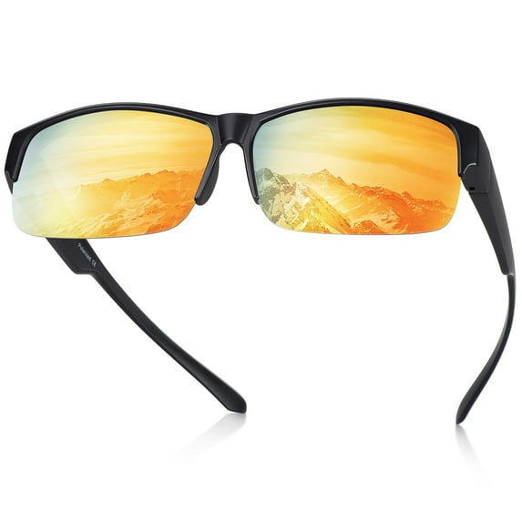 TINHAO Fit Over Glasses Sunglasses for Men Driving Fishing Polarized Lens 100% UV Protection