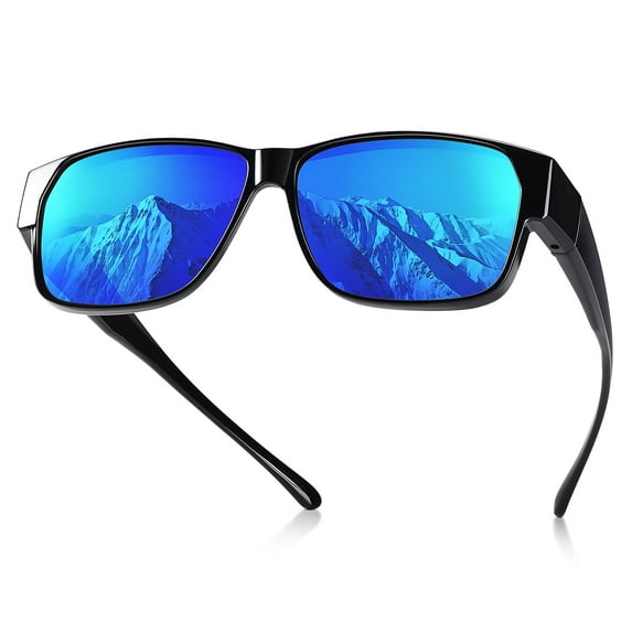 TINHAO Fit Over Glasses Sunglasses for Men Polarized UV Protection Wrap Around Sun Glasses for Driving