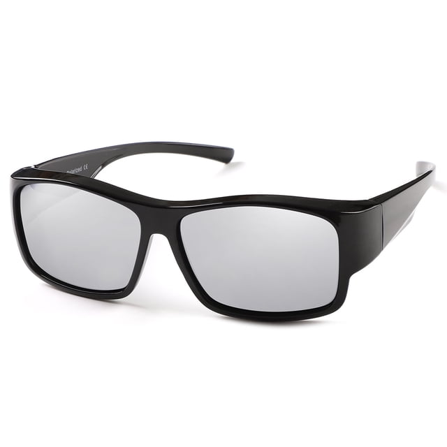Rapid Eyewear Occhiali Da Sole Sopra A Lenti Da Vista - Modello Wrap-Around, Polarizzati, Nero, UV400 - Foto 1