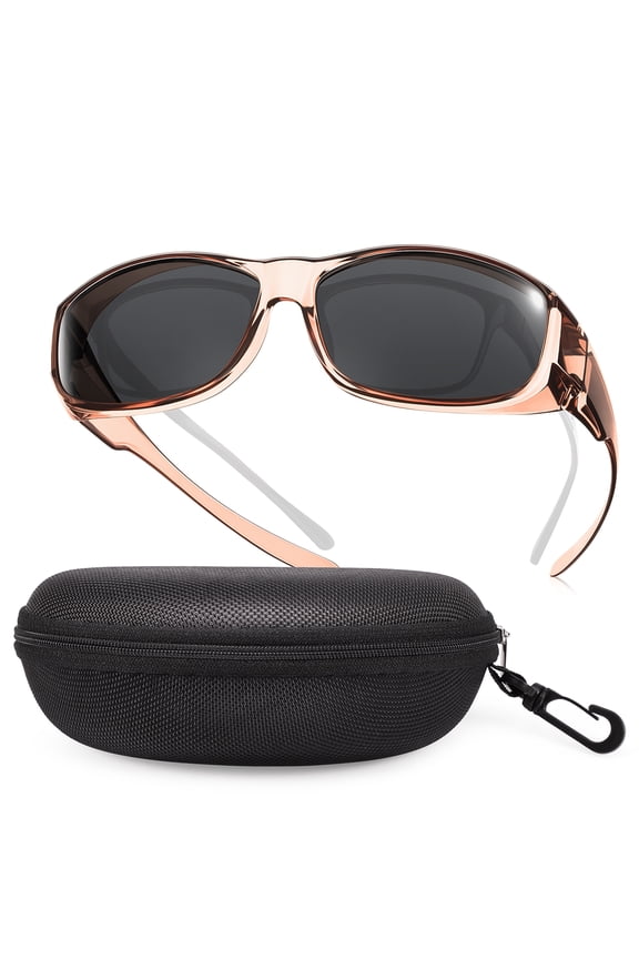 Fit Over Wrap Around Sunglasses for Men Women with Hard Case, Polarized UV400 Wear Over Prescription Glasses