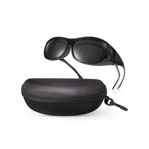 TINHAO Fit Over Wrap Sunglasses for Men Women with Hard Case, Polarized UV400 Wear Over Prescription Glasses for Driving Fishing Hiking Cycling Outdoor