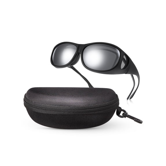 TINHAO Fit Over Wrap Sunglasses for Men Women with Hard Case, Polarized UV400 Wear Over Prescription Glasses for Driving Fishing Hiking Cycling Outdoor