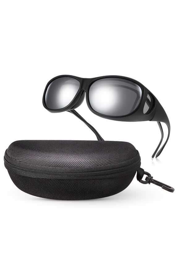 Fit Over Wrap Sunglasses for Men Women with Hard Case, Polarized UV400 Wear Over Prescription Glasses for Driving Fishing Hiking Cycling Outdoor