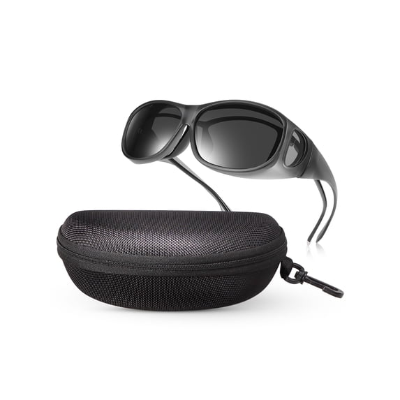 TINHAO Fit Over Wrap Sunglasses for Men Women with Hard Case, Polarized UV400 Wear Over Prescription Glasses for Driving Fishing Hiking Cycling Outdoor