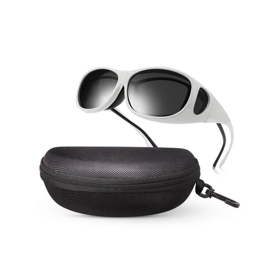 TINHAO Fit Over Wrap Sunglasses for Men Women with Hard Case, Polarized UV400 Wear Over Prescription Glasses for Driving Fishing Hiking Cycling Outdoor