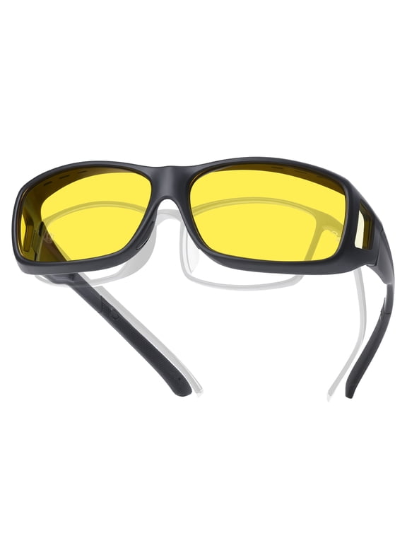 HD Polarized Night Driving Glasses Fit Over Glasses for Men & Women Yellow Night Vision Glasses for Driving