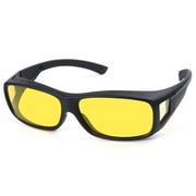 TINHAO HD Polarized Night Driving Glasses Fit Over Glasses for Men & Women Yellow Night Vision Glasses for Driving