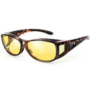TINHAO HD Polarized Night Vision Glasses Fit Over Glasses for Men & Women Night Driving Wrap Around Glasses