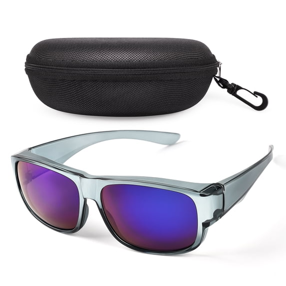 TINHAO Men's Fit Over Glasses Sunglasses with Hard Case, Polarized UV400 Wear Over Prescription Glasses for Driving Fishing Hiking Golf Cycling