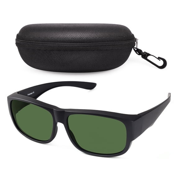 TINHAO Men's Fit Over Glasses Sunglasses with Hard Case, Polarized UV400 Wear Over Prescription Glasses for Driving Fishing Hiking Golf Cycling