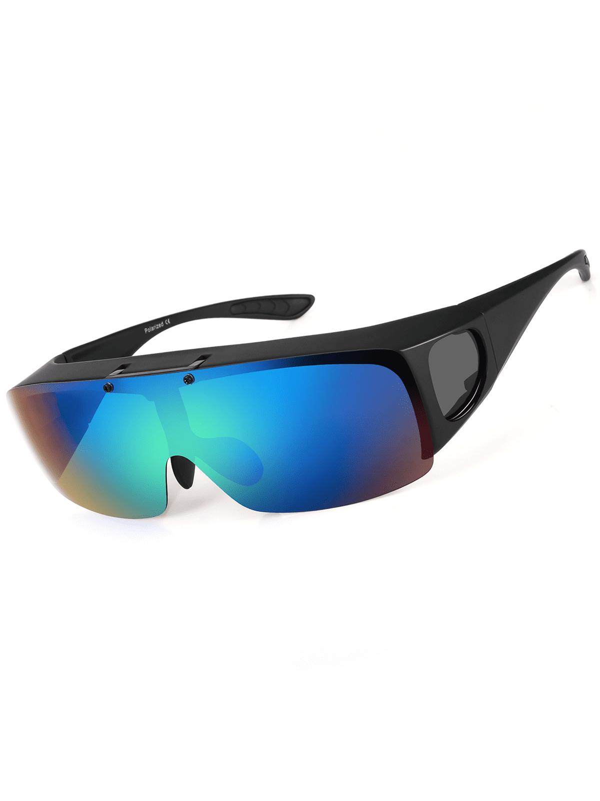TINHAO Mens Polarized Fit Over Sunglasses Wear Over Glasses with Flip Up UV  Protection Lens for Driving Fishing 