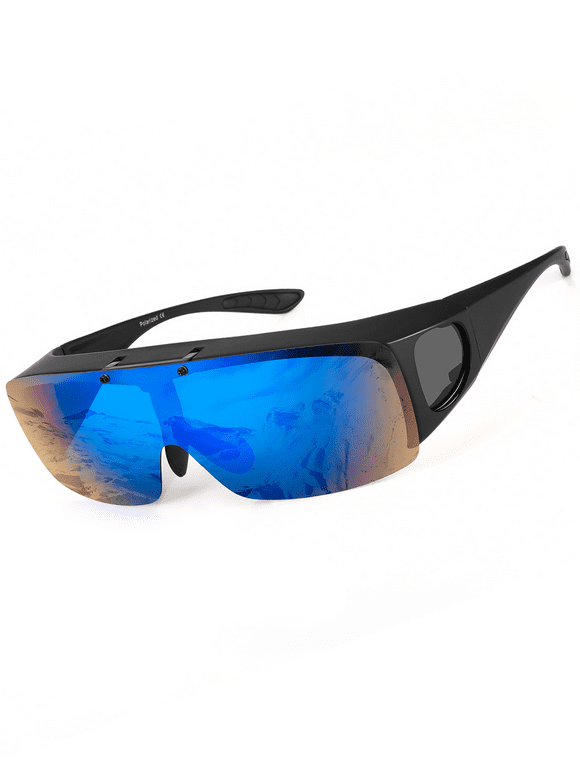 TINHAO Mens Polarized Fit Over Sunglasses Wear Over Glasses with Flip Up UV Protection Lens for Driving Fishing