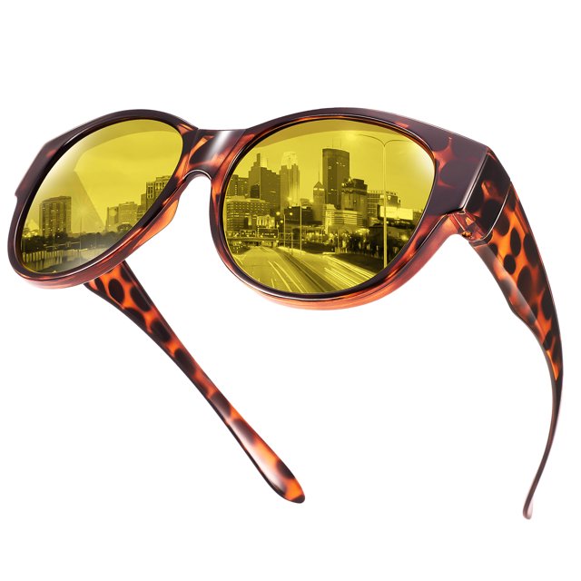 TINHAO Night Driving Glasses Fit Over Glasses Anti Glare Night Vision