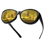 TINHAO Night Driving Glasses Fit Over Glasses for Men & Women Oversized Cat Eye HD Polarized Night Vision Glasses