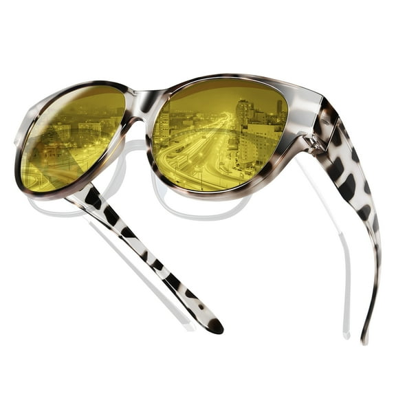 TINHAO Night Driving Glasses Fit Over Prescription Glasses Anti Glare Night Vision Glasses for Men Women