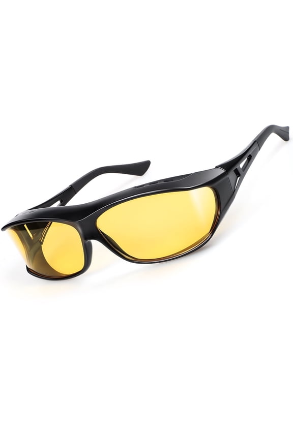 Night Driving Glasses for Men Women Polarized HD Night Vision Glasses Wrap Around Fit Over Glasses