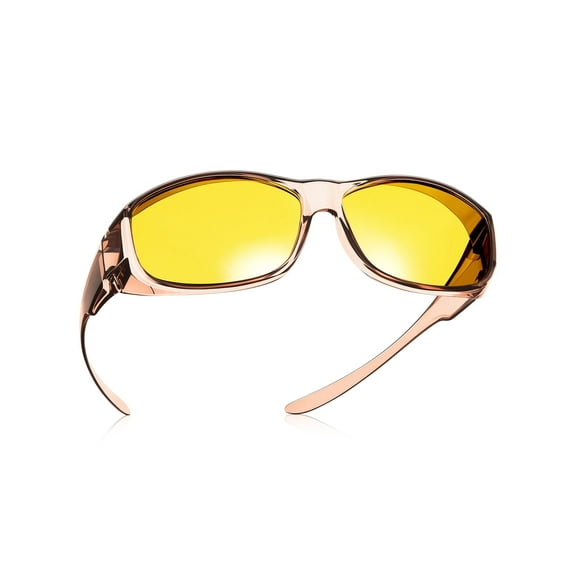 TINHAO Night Driving Wrap Around Glasses Fit Over Glasses for Men Women Anti Glare HD Night Vision Glasses