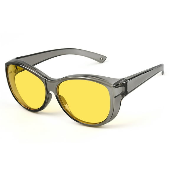 TINHAO Night Vision Driving Glasses Fit Over Eyeglasses for Men Women Polarized Nighttime Glasses Oversized Lens