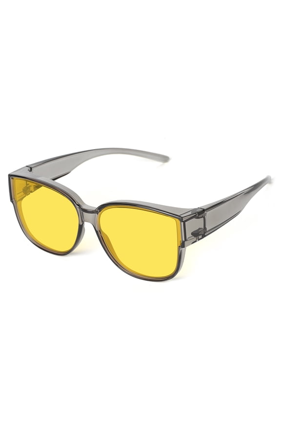 Night Vision Driving Glasses Fit Over Eyeglasses for Men Women Polarized Nighttime Glasses Oversized Lens
