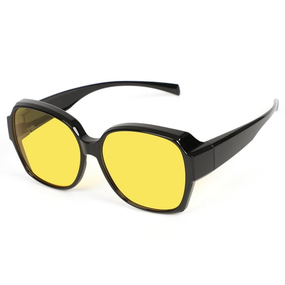 TINHAO Night Vision Driving Glasses Fit Over Eyeglasses for Men Women Polarized Nighttime Glasses Oversized Lens