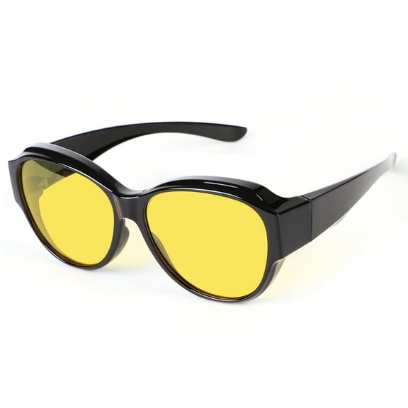 TINHAO Night Vision Driving Glasses Fit Over Eyeglasses for Men Women Polarized Nighttime Glasses Oversized Lens