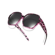 TINHAO Oversized Polarized Fit Over Sunglasses For Women Men with Large Square Leopard Frame Purple