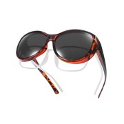 TINHAO Oversized Polarized Sunglasses Fit Over Glasses Wear Over Glasses for Women UV Protection Leopard Frame