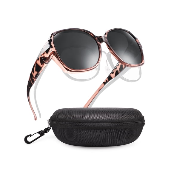 TINHAO Oversized Square Fit Over Glasses Sunglasses for Women with Hard Case, Trendy Polarized UV400 Wear Over Prescription Glasses Stylish Fashion Ladies