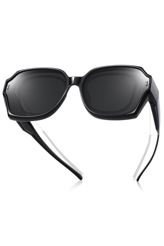 Oversized Square Fit Over Glasses Sunglasses for Women, Retro Trendy Polarized UV400 Wear Over Prescription Glasses Stylish Fashion