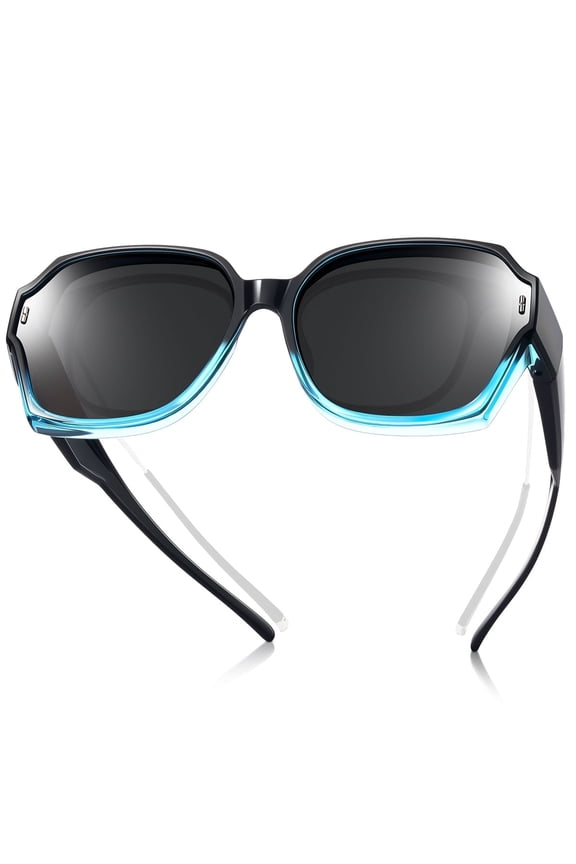 Oversized Sunglasses Fit Over Glasses for Women, Polarized Square Fitover Sun Shades UV400 Protection