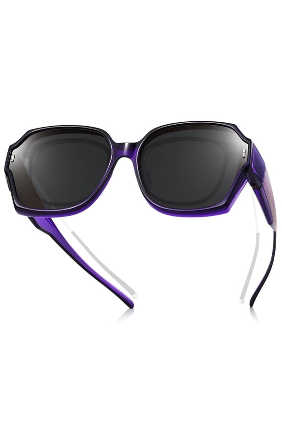 Oversized Square Fit Over Glasses Sunglasses for Women, Retro Trendy Polarized UV400 Wear Over Prescription Glasses Stylish Fashion