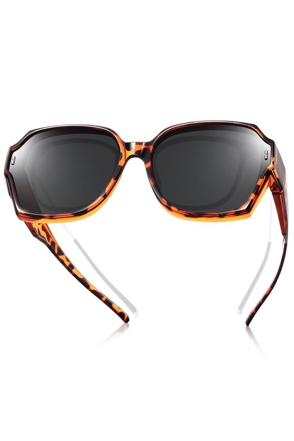 Oversized Sunglasses Fit Over Glasses for Women, Polarized Square Fitover Sun Shades UV400 Protection