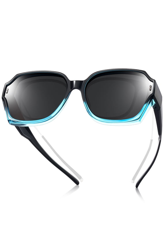 Oversized Square Fit Over Glasses Sunglasses for Women, Retro Trendy Polarized UV400 Wear Over Prescription Glasses Stylish Fashion