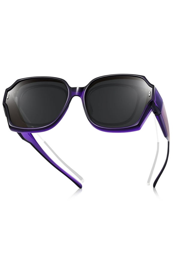 Oversized Sunglasses Fit Over Glasses for Women, Polarized Square Fitover Sun Shades UV400 Protection