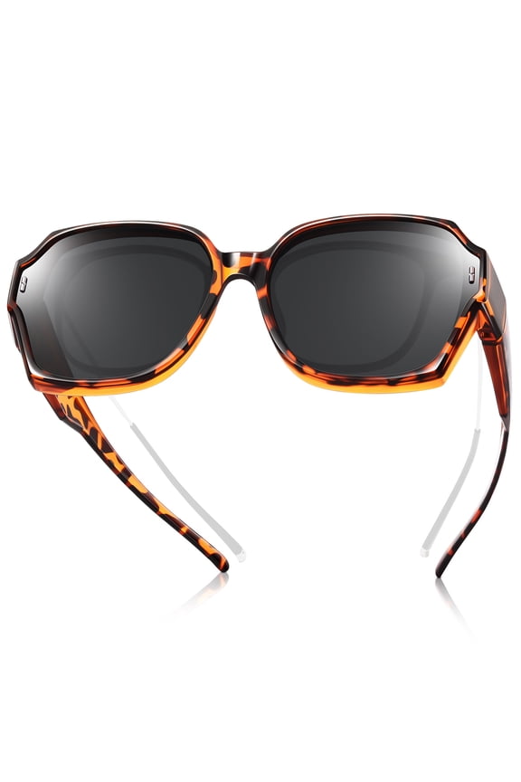 Oversized Square Fit Over Glasses Sunglasses for Women, Retro Trendy Polarized UV400 Wear Over Prescription Glasses Stylish Fashion
