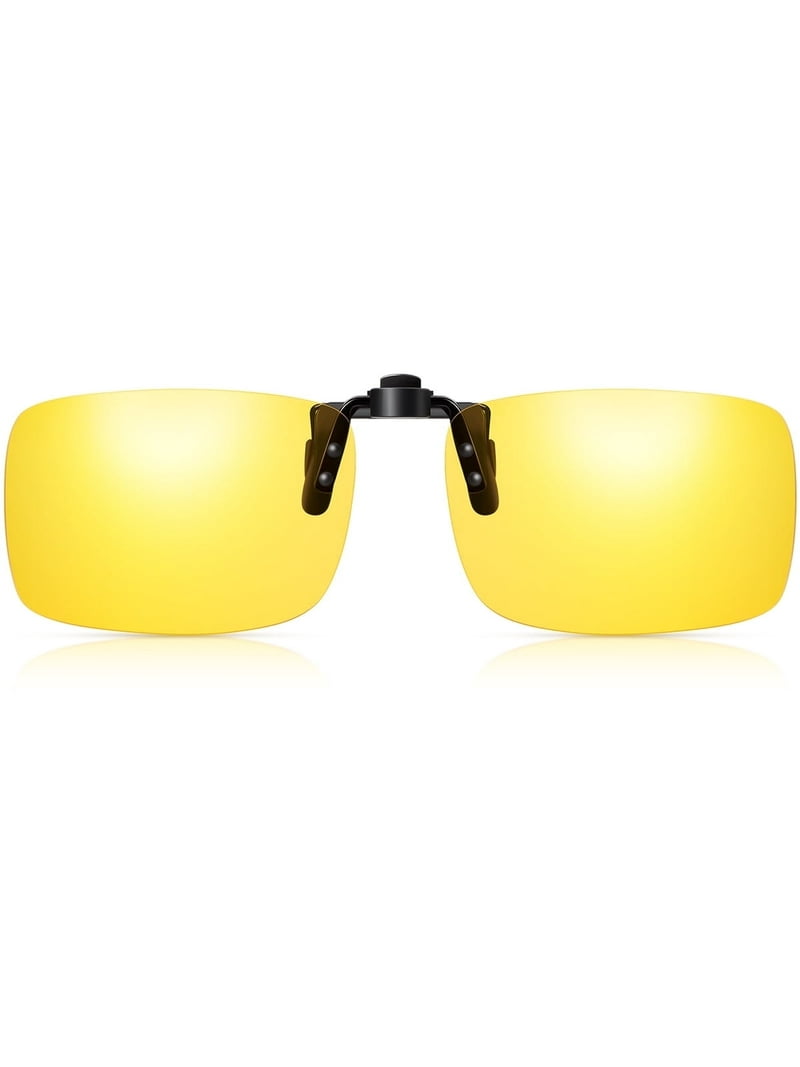 TINHAO Polarized Clip On Night Driving Glasses, Yellow Lens, Anti
