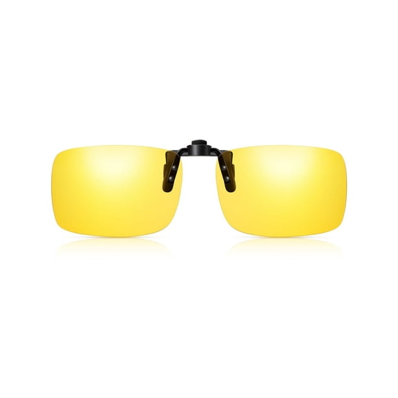 TINHAO Polarized Clip On Night Driving Glasses Yellow Lens Wear Over Prescription Glasses UV400 Protection Anti Glare