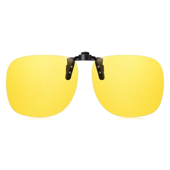 TINHAO Polarized Clip On Night Driving Glasses Yellow Lens Wear Over Prescription Glasses UV400 Protection Anti Glare